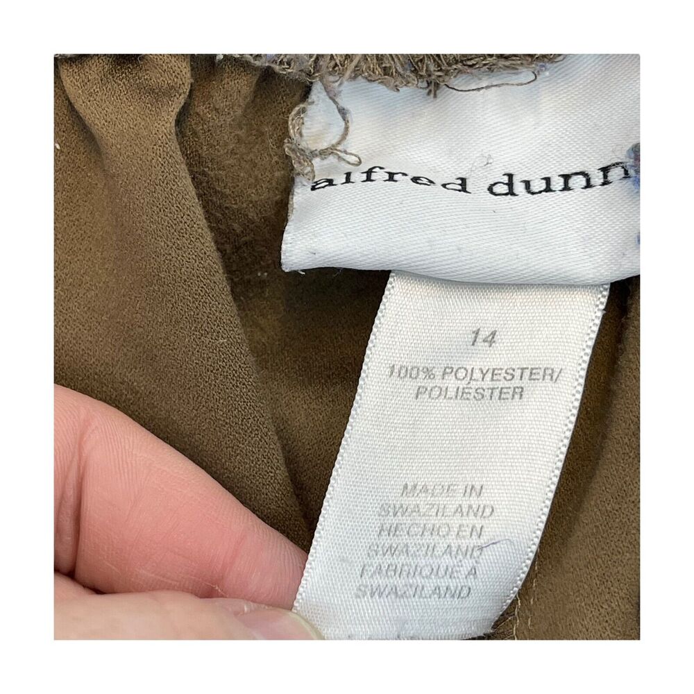 Alfred Dunner Wide Leg Pants Women 14 Brown 100% Polyester Elastic Waist Pull On - Picture 3 of 7